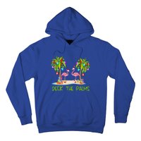 Deck The Palms Merry Flamingo Christmas Holiday Xmas Lights Funny Gift Hoodie