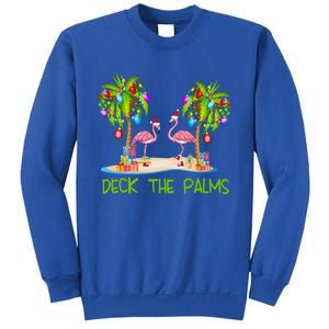 Deck The Palms Merry Flamingo Christmas Holiday Xmas Lights Funny Gift Sweatshirt