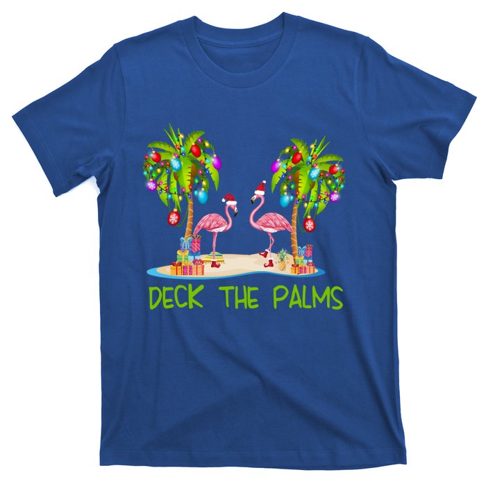 Deck The Palms Merry Flamingo Christmas Holiday Xmas Lights Funny Gift T-Shirt