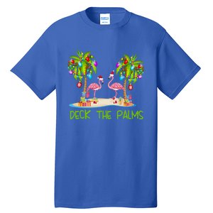 Deck The Palms Merry Flamingo Christmas Holiday Xmas Lights Funny Gift Tall T-Shirt