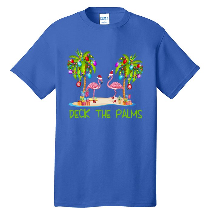 Deck The Palms Merry Flamingo Christmas Holiday Xmas Lights Funny Gift Tall T-Shirt