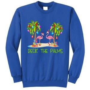 Deck The Palms Merry Flamingo Christmas Holiday Xmas Lights Funny Gift Tall Sweatshirt