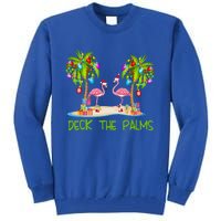 Deck The Palms Merry Flamingo Christmas Holiday Xmas Lights Funny Gift Tall Sweatshirt