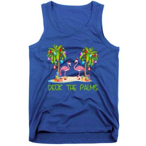 Deck The Palms Merry Flamingo Christmas Holiday Xmas Lights Funny Gift Tank Top