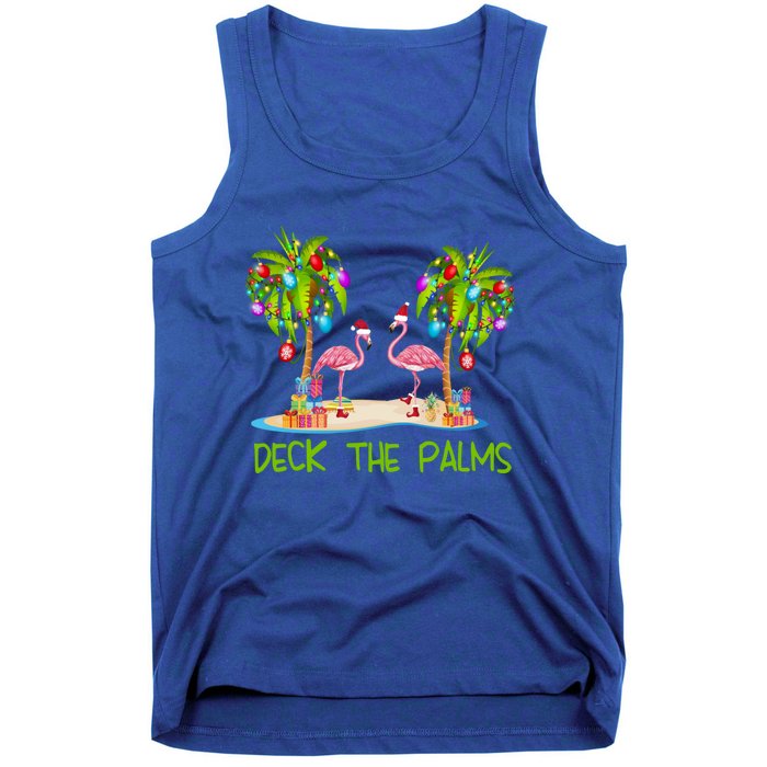 Deck The Palms Merry Flamingo Christmas Holiday Xmas Lights Funny Gift Tank Top