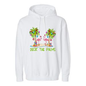 Deck The Palms Merry Flamingo Christmas Holiday Xmas Lights Funny Gift Garment-Dyed Fleece Hoodie