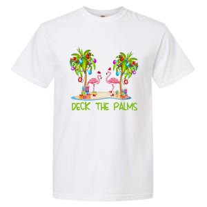 Deck The Palms Merry Flamingo Christmas Holiday Xmas Lights Funny Gift Garment-Dyed Heavyweight T-Shirt