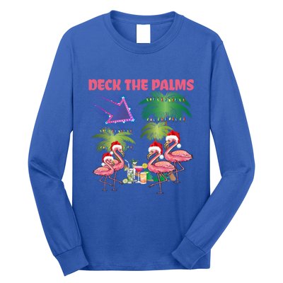 Deck The Palms Flamingo Tropical Christmas Palm Tree Lights Meaningful Gift Long Sleeve Shirt