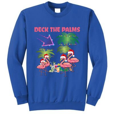 Deck The Palms Flamingo Tropical Christmas Palm Tree Lights Meaningful Gift Sweatshirt