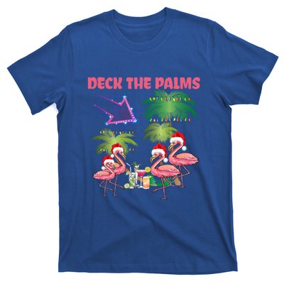 Deck The Palms Flamingo Tropical Christmas Palm Tree Lights Meaningful Gift T-Shirt