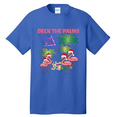 Deck The Palms Flamingo Tropical Christmas Palm Tree Lights Meaningful Gift Tall T-Shirt