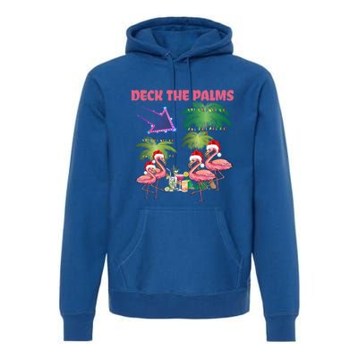 Deck The Palms Flamingo Tropical Christmas Palm Tree Lights Meaningful Gift Premium Hoodie