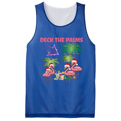 Deck The Palms Flamingo Tropical Christmas Palm Tree Lights Meaningful Gift Mesh Reversible Basketball Jersey Tank