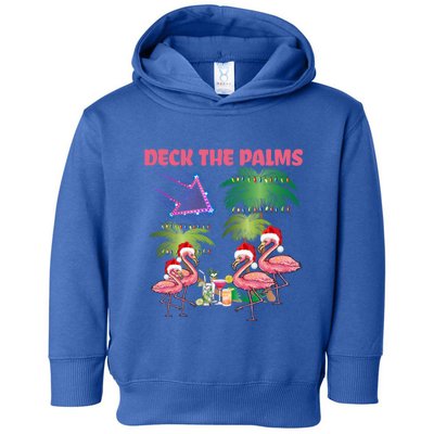 Deck The Palms Flamingo Tropical Christmas Palm Tree Lights Meaningful Gift Toddler Hoodie