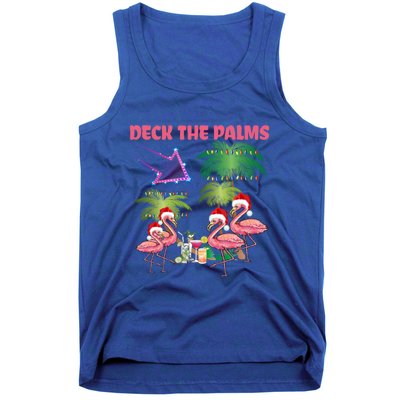 Deck The Palms Flamingo Tropical Christmas Palm Tree Lights Meaningful Gift Tank Top