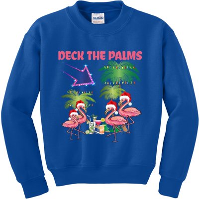 Deck The Palms Flamingo Tropical Christmas Palm Tree Lights Meaningful Gift Kids Sweatshirt