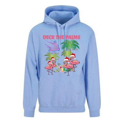 Deck The Palms Flamingo Tropical Christmas Palm Tree Lights Meaningful Gift Unisex Surf Hoodie