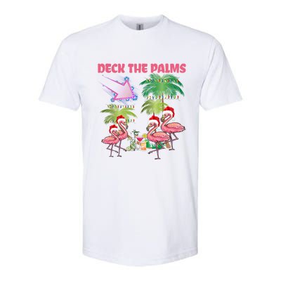 Deck The Palms Flamingo Tropical Christmas Palm Tree Lights Meaningful Gift Softstyle® CVC T-Shirt