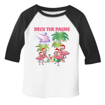 Deck The Palms Flamingo Tropical Christmas Palm Tree Lights Meaningful Gift Toddler Fine Jersey T-Shirt