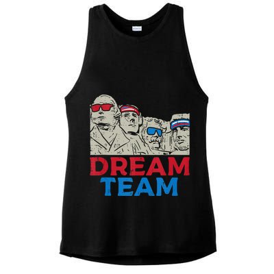Dream Team Presidents Mount Rushmore Funny 4th Of July Ladies PosiCharge Tri-Blend Wicking Tank