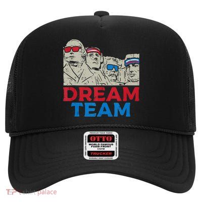 Dream Team Presidents Mount Rushmore Funny 4th Of July High Crown Mesh Back Trucker Hat