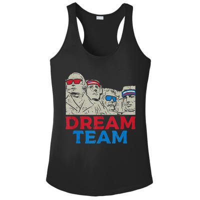 Dream Team Presidents Mount Rushmore Funny 4th Of July Ladies PosiCharge Competitor Racerback Tank