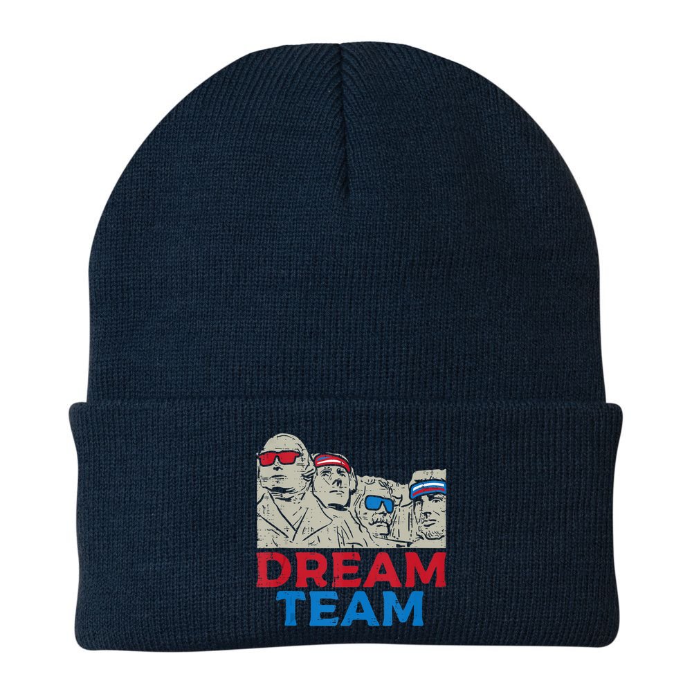 Dream Team Presidents Mount Rushmore Funny 4th Of July Beanie