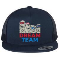 Dream Team Presidents Mount Rushmore Funny 4th Of July Flat Bill Trucker Hat