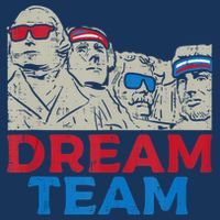 Dream Team Presidents Mount Rushmore Funny 4th Of July Flat Bill Trucker Hat