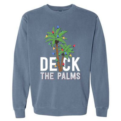 Deck The Palms Merry Christmas Tropical Hawaii Palm Tree Gift Garment-Dyed Sweatshirt