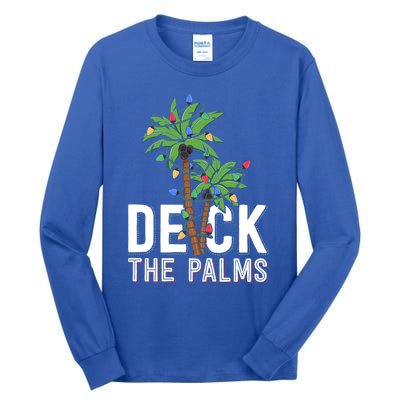 Deck The Palms Merry Christmas Tropical Hawaii Palm Tree Gift Tall Long Sleeve T-Shirt