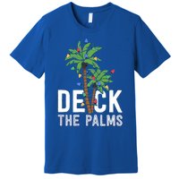 Deck The Palms Merry Christmas Tropical Hawaii Palm Tree Gift Premium T-Shirt