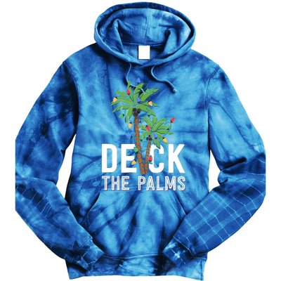 Deck The Palms Merry Christmas Tropical Hawaii Palm Tree Gift Tie Dye Hoodie