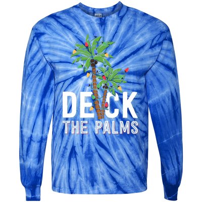 Deck The Palms Merry Christmas Tropical Hawaii Palm Tree Gift Tie-Dye Long Sleeve Shirt