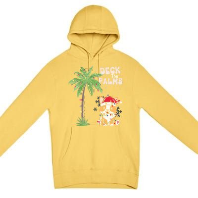 Deck The Palms Cute Cats Tropical Christmas Lights Palm Tree Gift Premium Pullover Hoodie