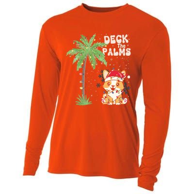 Deck The Palms Cute Cats Tropical Christmas Lights Palm Tree Gift Cooling Performance Long Sleeve Crew