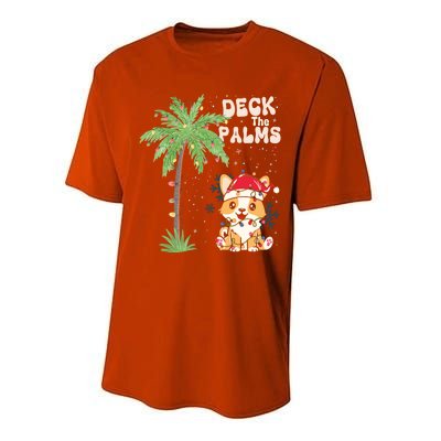 Deck The Palms Cute Cats Tropical Christmas Lights Palm Tree Gift Performance Sprint T-Shirt