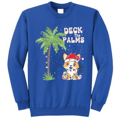 Deck The Palms Cute Cats Tropical Christmas Lights Palm Tree Gift Sweatshirt