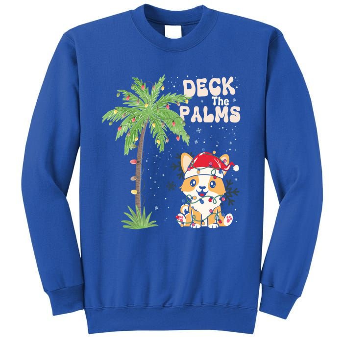 Deck The Palms Cute Cats Tropical Christmas Lights Palm Tree Gift Sweatshirt