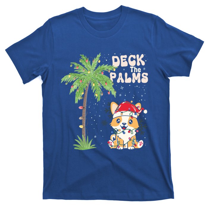 Deck The Palms Cute Cats Tropical Christmas Lights Palm Tree Gift T-Shirt