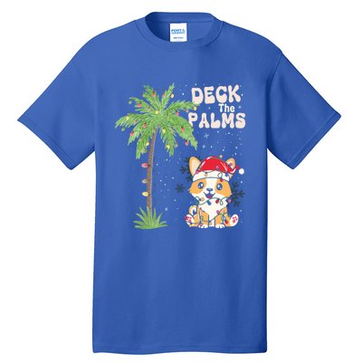 Deck The Palms Cute Cats Tropical Christmas Lights Palm Tree Gift Tall T-Shirt