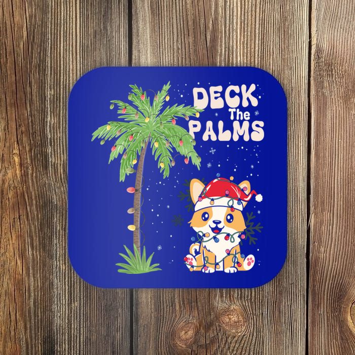 Deck The Palms Cute Cats Tropical Christmas Lights Palm Tree Gift Coaster