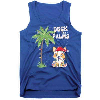 Deck The Palms Cute Cats Tropical Christmas Lights Palm Tree Gift Tank Top