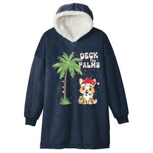 Deck The Palms Cute Cats Tropical Christmas Lights Palm Tree Gift Hooded Wearable Blanket