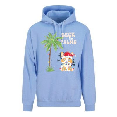 Deck The Palms Cute Cats Tropical Christmas Lights Palm Tree Gift Unisex Surf Hoodie