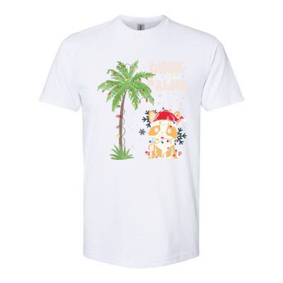 Deck The Palms Cute Cats Tropical Christmas Lights Palm Tree Gift Softstyle CVC T-Shirt