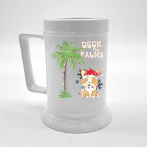 Deck The Palms Cute Cats Tropical Christmas Lights Palm Tree Gift Beer Stein