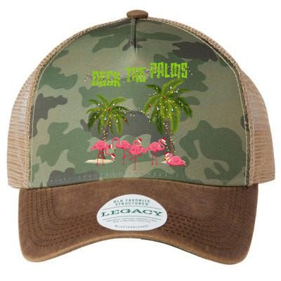 Deck The Palms Merry Flamingo Christmas Funny Xmas Meaningful Gift Legacy Tie Dye Trucker Hat