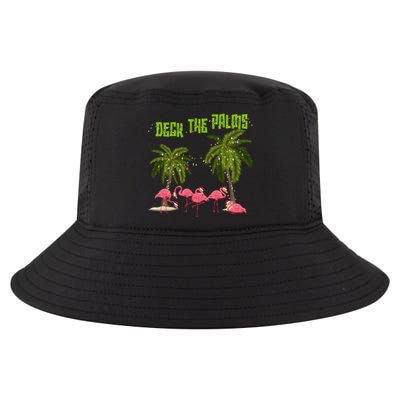 Deck The Palms Merry Flamingo Christmas Funny Xmas Meaningful Gift Cool Comfort Performance Bucket Hat