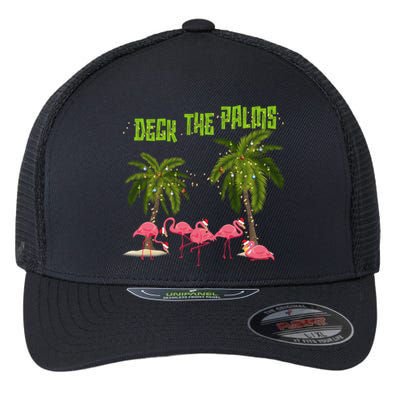 Deck The Palms Merry Flamingo Christmas Funny Xmas Meaningful Gift Flexfit Unipanel Trucker Cap